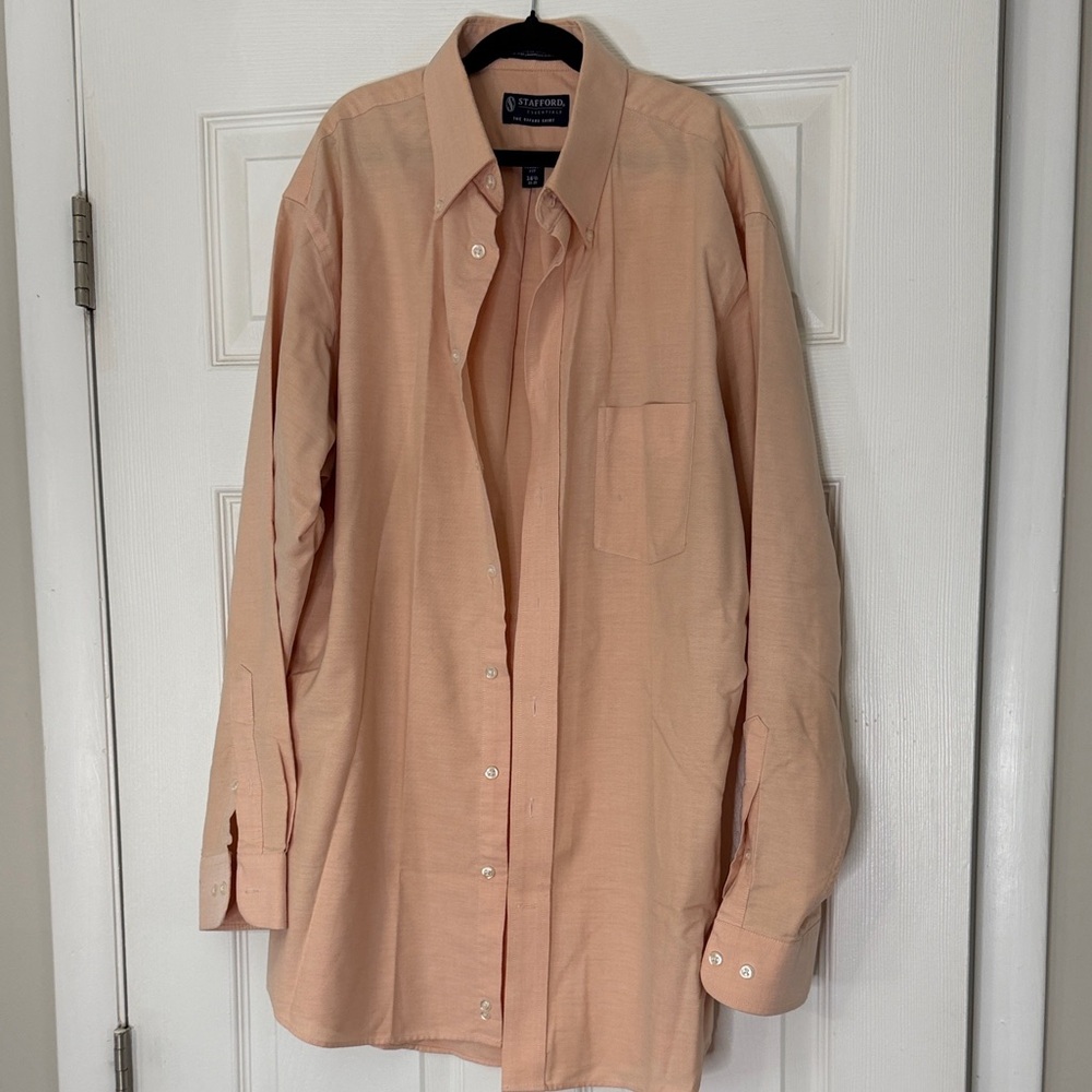 Stafford Peach-Tone Long Sleeve Dress Shirt